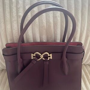 kate spade Plum Leather Top-Handle Satchel with Gold Hardware